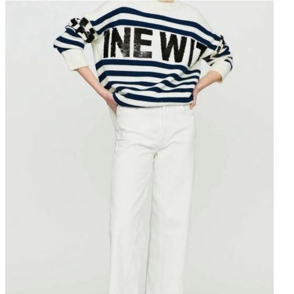 Maje Mystica Striped & Sequined Resort Sweater Size 0 - Picture 13 of 14